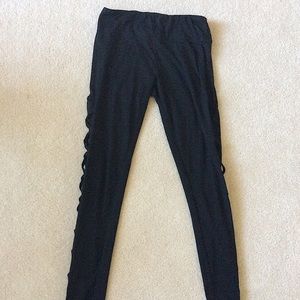 black leggings with criss cross design